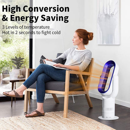 Electric Fan Heater Bladeless Heater Hot Cool Tower Fan with Remote Control Quiet Space Heater Natural Wind Cooling Warmer