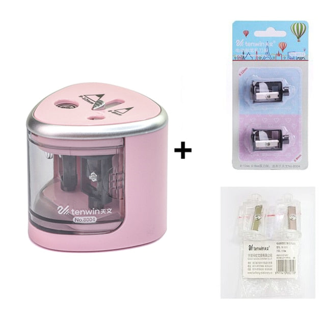 Automatic Pencil Sharpener Full Set Two-Hole Electric Switch Pencil Sharpener Stationery Home Office School Supplies Auto Pencil Scraper