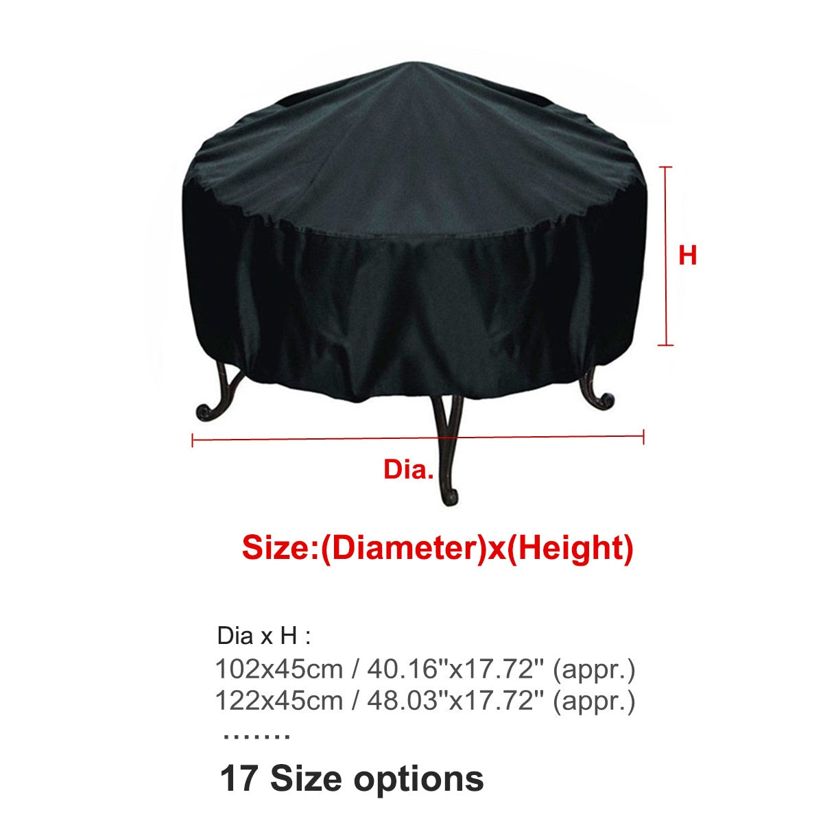 Choose Style & Size Waterproof Grill or Fire Pit Cover Patio Black UV Protection Outdoor BBQ Protector Round BBQ Cover Canopy Furniture Covers