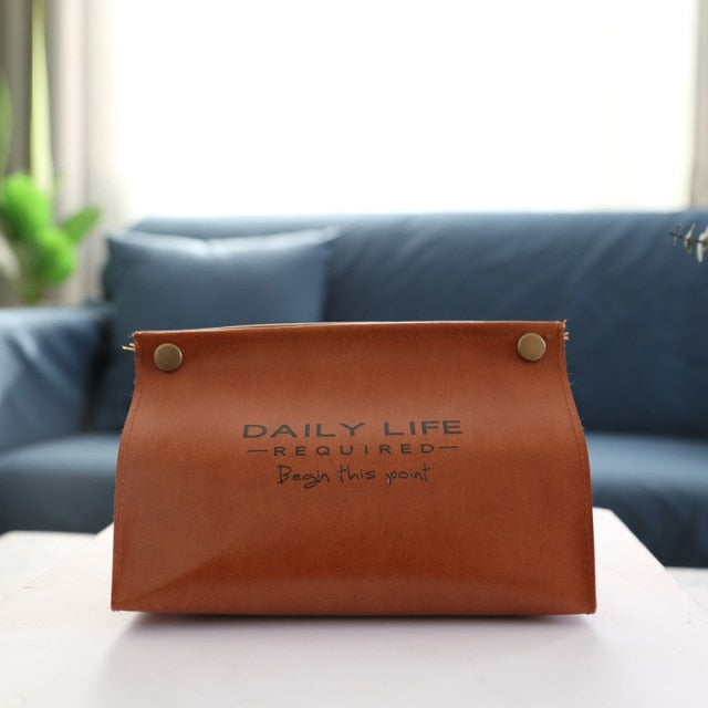 Simple Leather Tissue Case Box Container Car Towel Napkin Papers Bag Holder Box Case Pouch Table Decor
