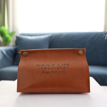 Load image into Gallery viewer, Simple Leather Tissue Case Box Container Car Towel Napkin Papers Bag Holder Box Case Pouch Table Decor
