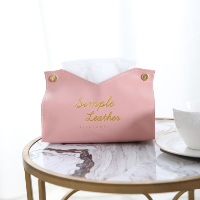 Simple Leather Tissue Case Box Container Car Towel Napkin Papers Bag Holder Box Case Pouch Table Decor
