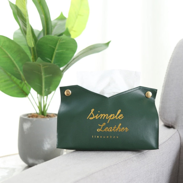 Simple Leather Tissue Case Box Container Car Towel Napkin Papers Bag Holder Box Case Pouch Table Decor