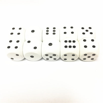 10pcs Wood Dice D6 Sided Dice 16mm Digital number or point Cubes Round Coener For Kid Toys Board Games