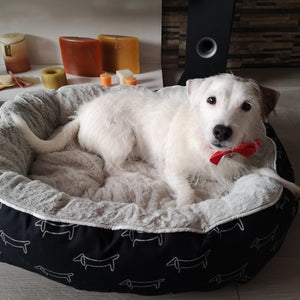 Pet Bed For Dogs or Cats Black Dog Beds with Doggy Pattern Pet Products For Dogs Puppies Cats Bed Cushion Lounger Cat Sofa Pet Supplies