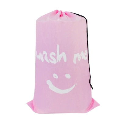 Smile Shape Nylon Laundry Bag Wash Me Travel Storage Pouch Machine Washable Dirty Clothes Organizer Wash Drawstring Bag