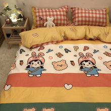 Load image into Gallery viewer, 6-Styles Boys Girls Bedding Set Fashion Flat Sheets Adult Children Bed Linen Duvet Quilt Cover Pillowcase Cute Cartoon Bear Bedding
