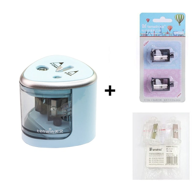 Automatic Pencil Sharpener Full Set Two-Hole Electric Switch Pencil Sharpener Stationery Home Office School Supplies Auto Pencil Scraper