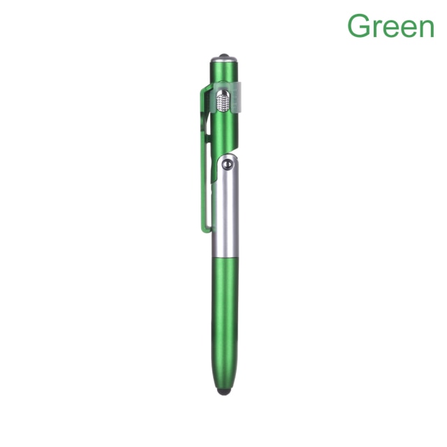 4-in-1 Universal Ballpoint Pen Screen Stylus Touch Pen Mini Capacitive Pen with LED Folds for Tablet Cellphone Stand Accessory