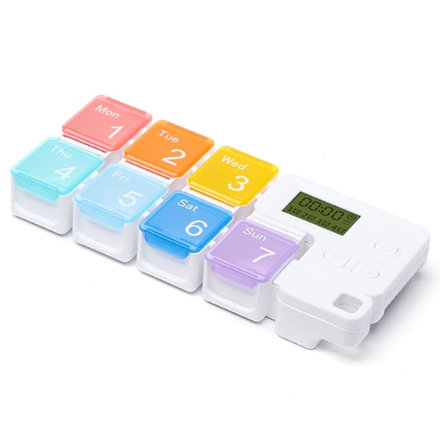 Smart 7-Day Pill Storage Box Electronic Timing Reminder Medicine Boxes Alarm Timer Pills Organizer Pill Drug Container