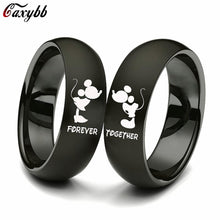 Load image into Gallery viewer, Lovers Ring Black Color Couple Ring Stainless Steel Wedding Forever Together Ring for Women and Men Promise Jewelry
