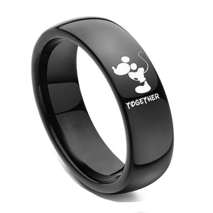 Lovers Ring Black Color Couple Ring Stainless Steel Wedding Forever Together Ring for Women and Men Promise Jewelry
