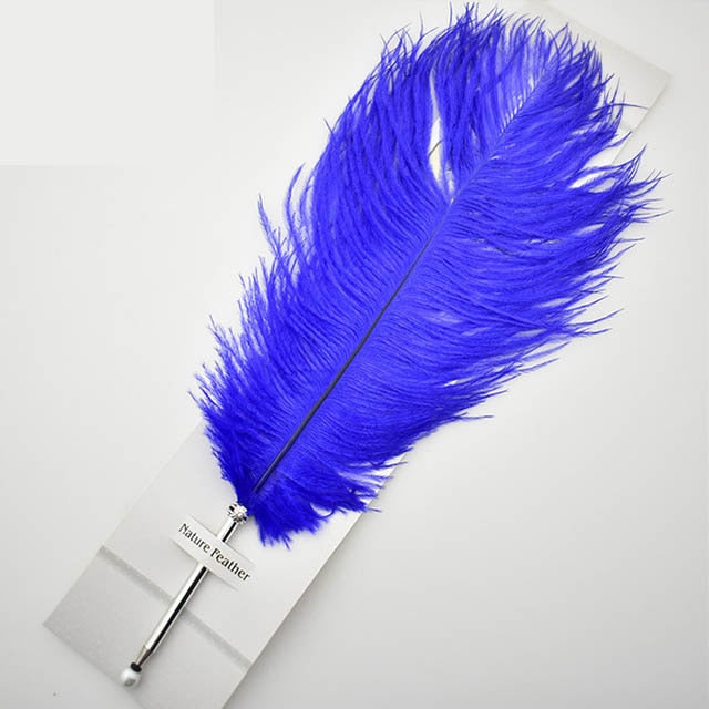 Black Ostrich Feather Quill Ballpoint Pen For Wedding Gift Signature Pen Birthday Party Gift Home Decoration Office School