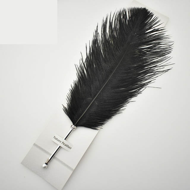 Black Ostrich Feather Quill Ballpoint Pen For Wedding Gift Signature Pen Birthday Party Gift Home Decoration Office School