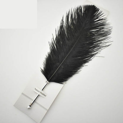 Black Ostrich Feather Quill Ballpoint Pen For Wedding Gift Signature Pen Birthday Party Gift Home Decoration Office School