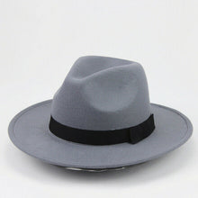 Load image into Gallery viewer, Unisex Hats Vintage Mens Women Hard Felt Cap Wide Brim Fedora Trilby Panama Gangster Cowboy Hat
